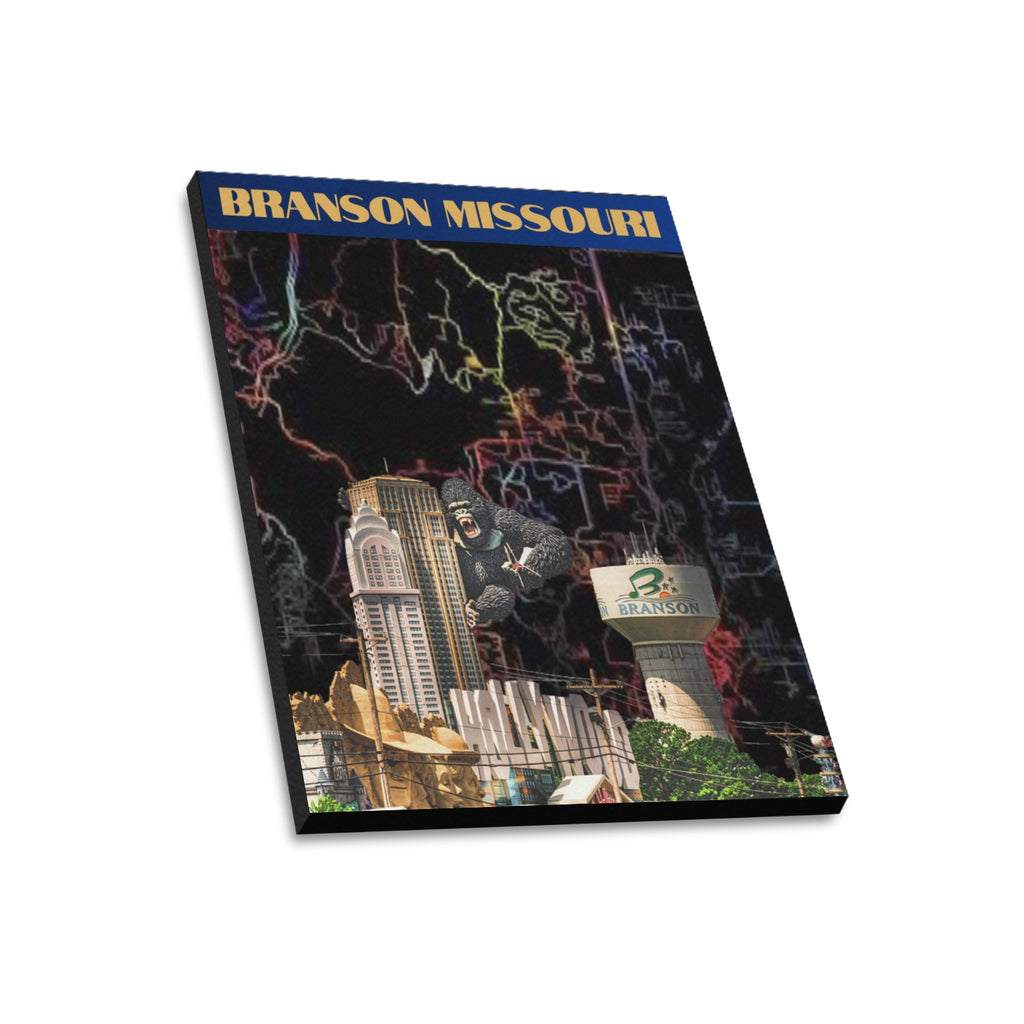 Branson Neon Skyline Map Limited Edition Canvas Print - 20"x24" Made in the USA