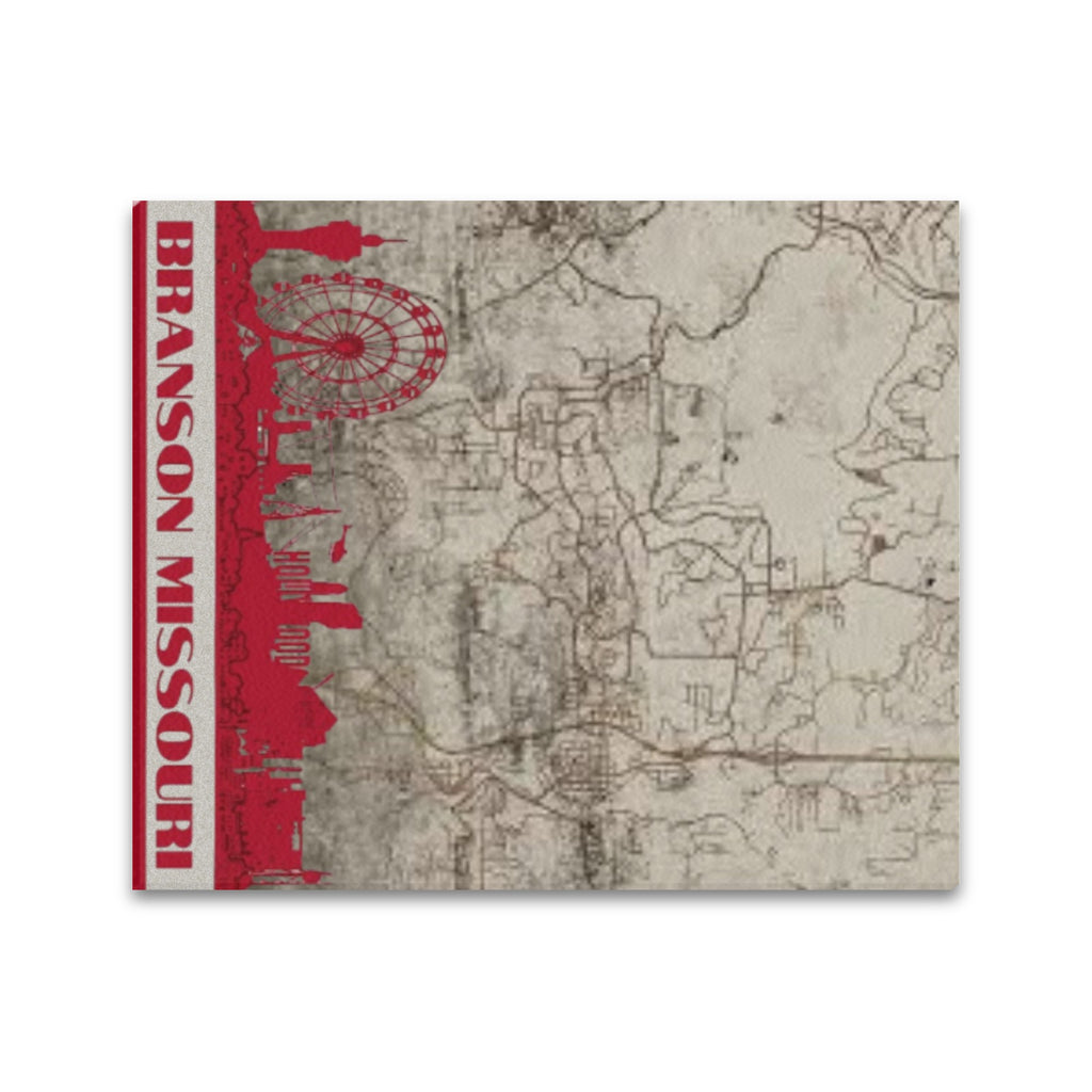 Branson Redline Landmark Map Limited Edition Canvas Print 20"x24" Made in the USA