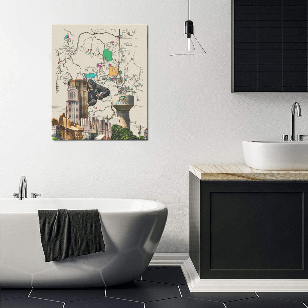 Branson Warm Map Collage Limited Edition Canvas Print - 20"x24" Made in the USA