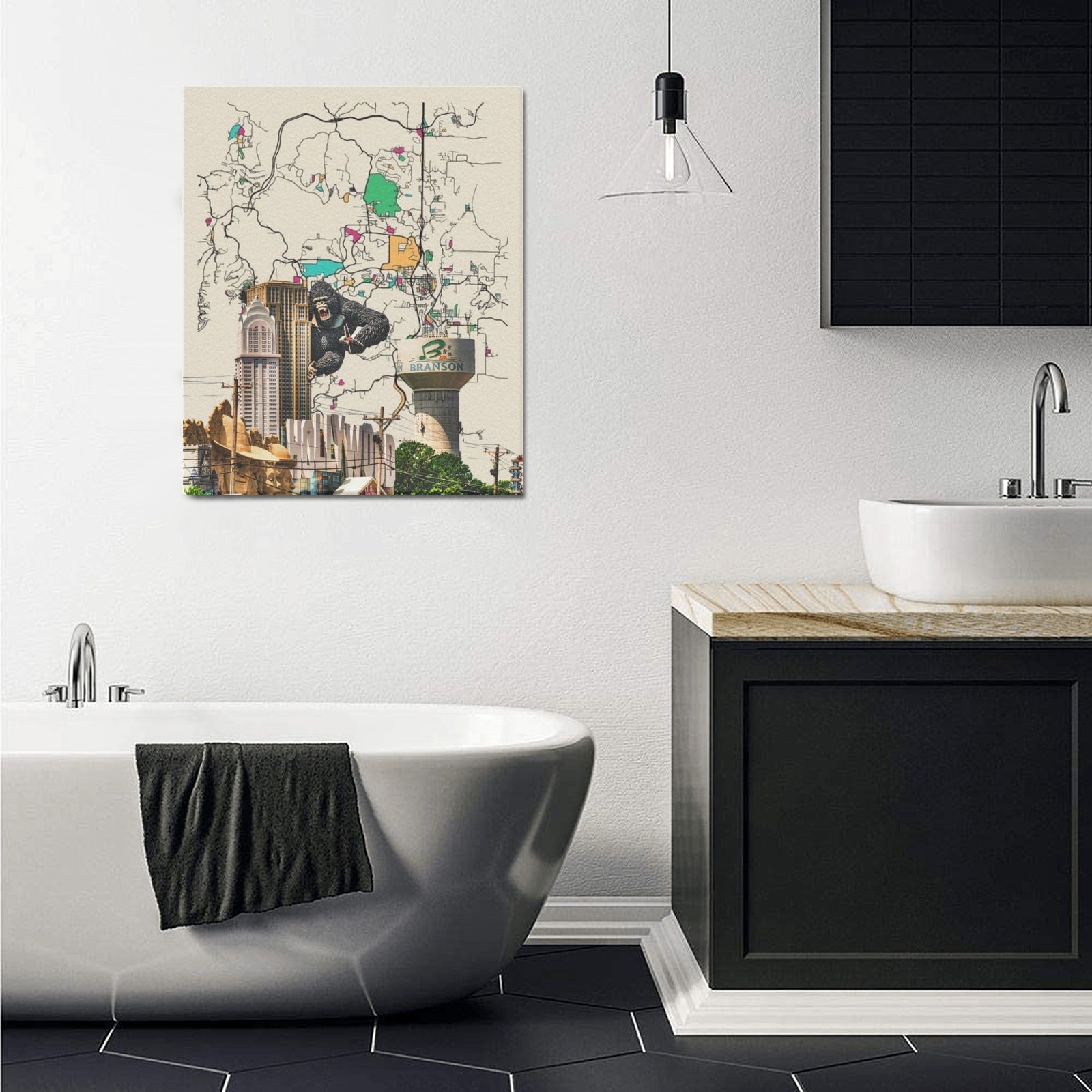 Branson Warm Map Collage Limited Edition Canvas Print - 20"x24" Made in the USA