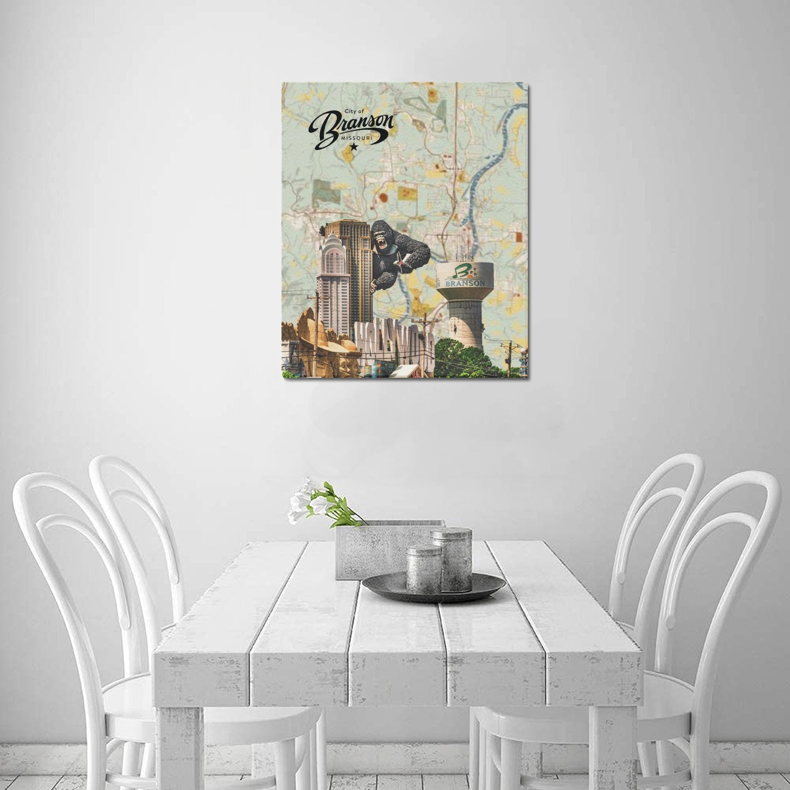 Branson Heritage Map Collage Limited Edition Canvas Print - 20"x24" Made in the USA