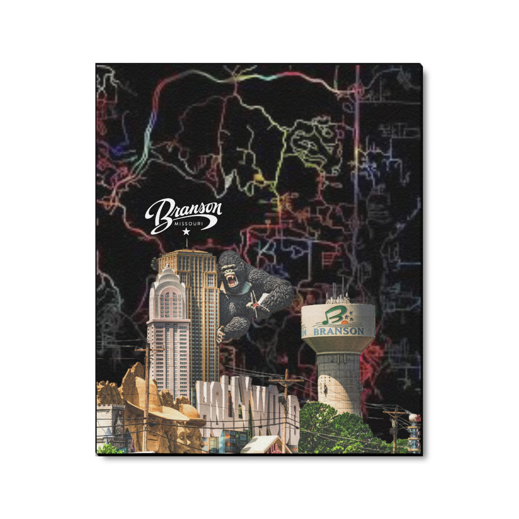 Branson Neon Map Collage Limited Edition Canvas Print - 20"x24" Made in the USA