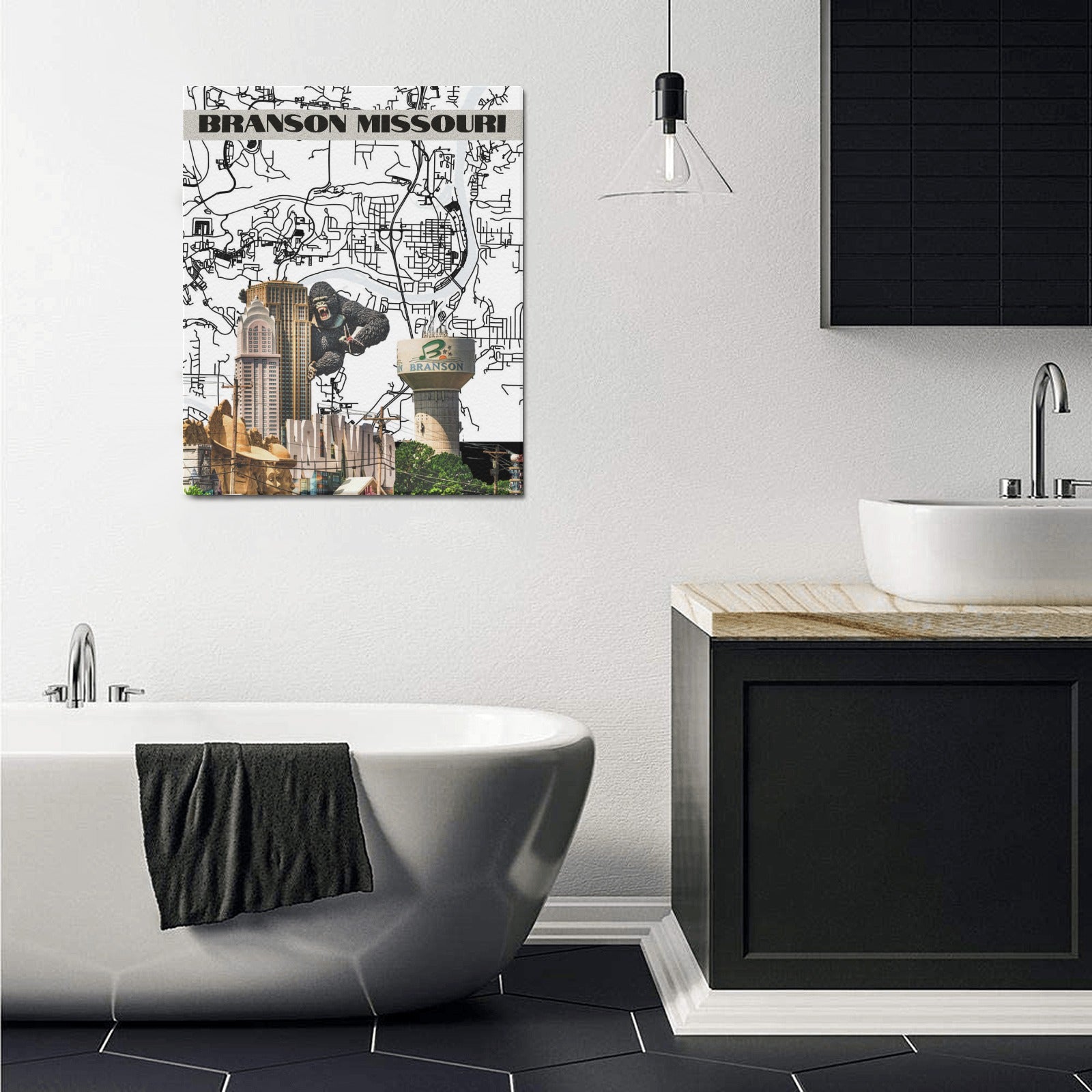 Branson Linework Collage Limited Edition Canvas Print - 20"x24" Made in the USA