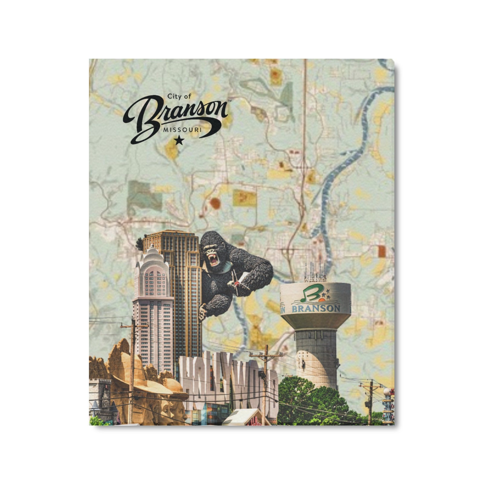 Branson Heritage Map Collage Limited Edition Canvas Print - 20"x24" Made in the USA