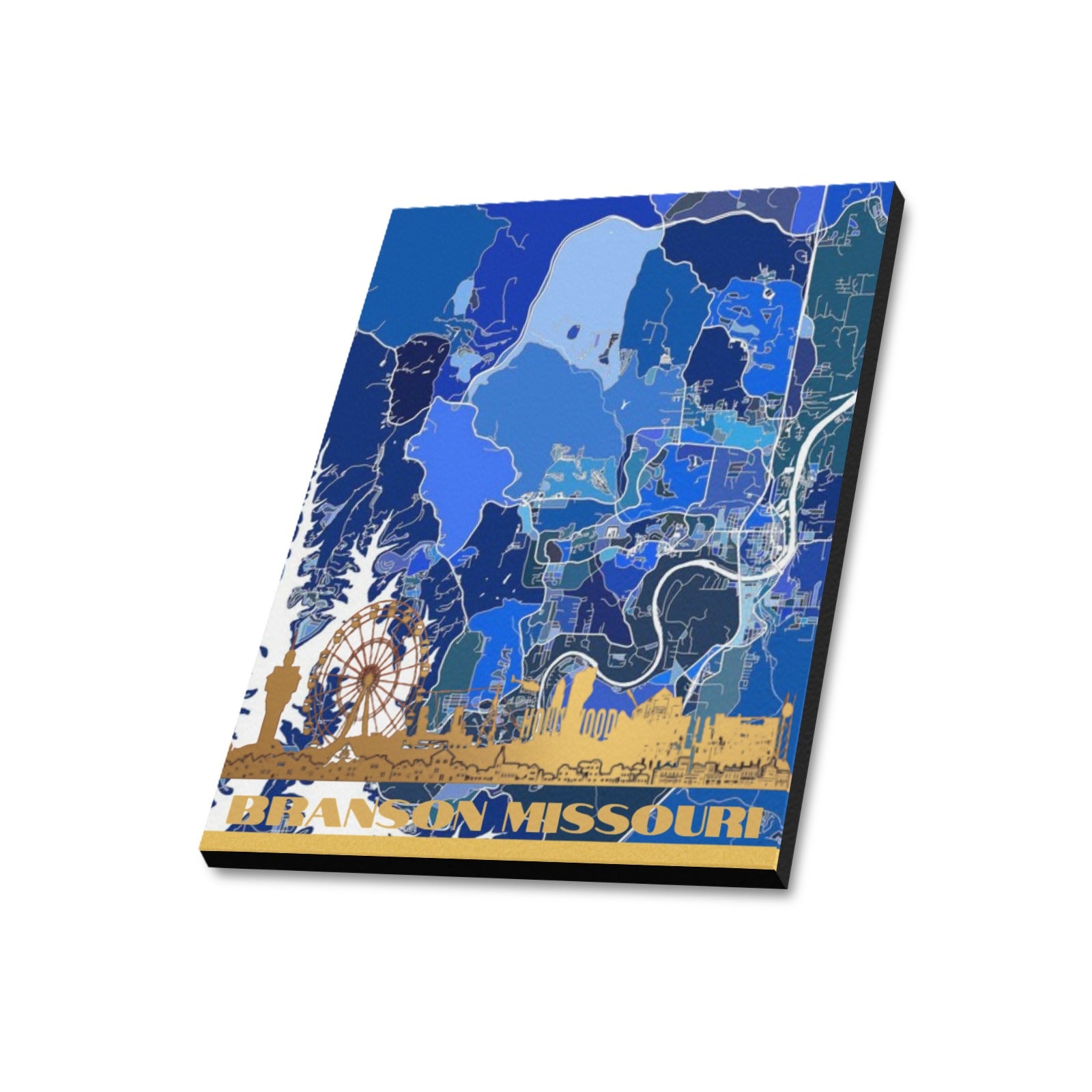 Branson Blueprint Skyline Map Limited Edition Canvas Print - 20"x24" Made in the USA