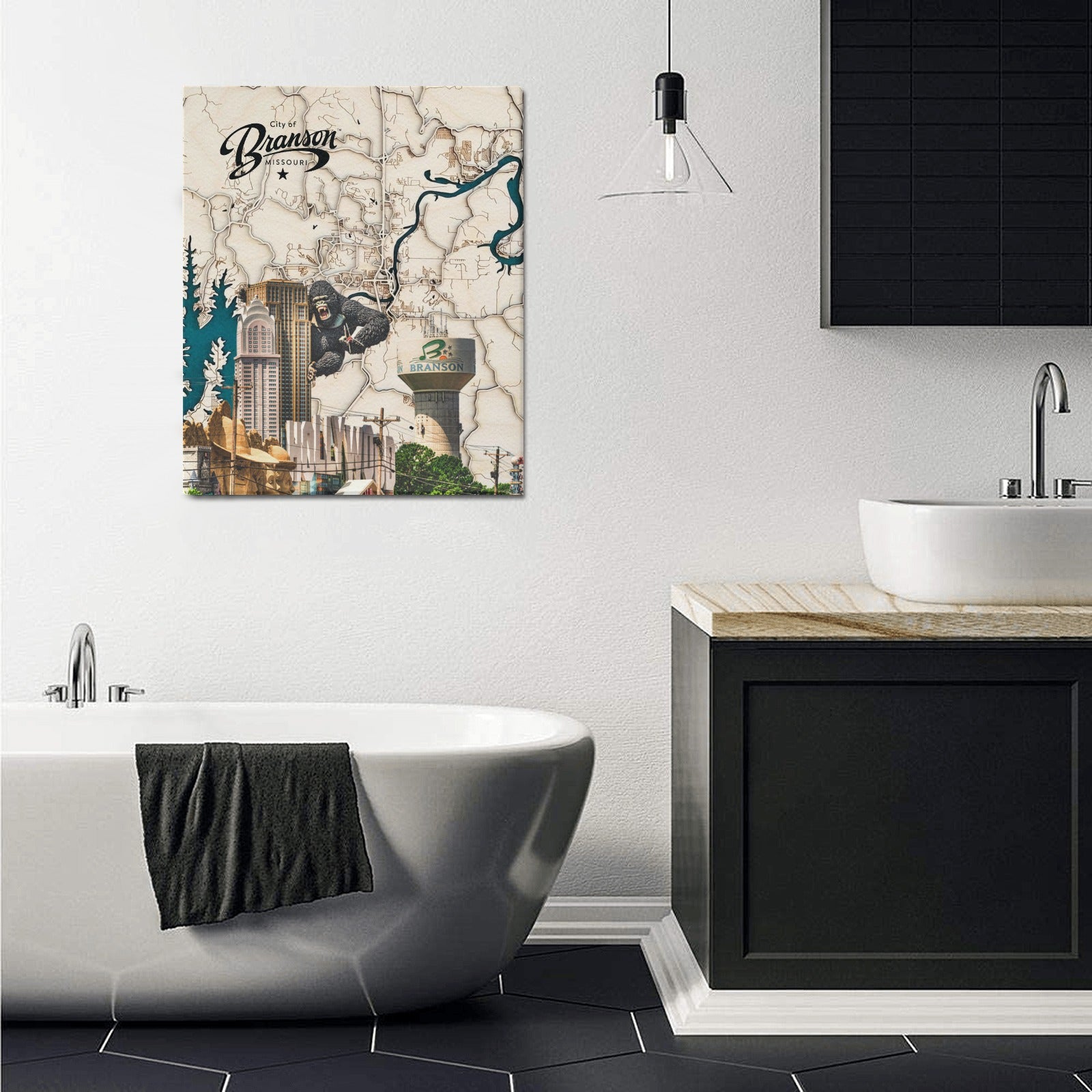 Branson Pastel Map Collage Limited Edition Canvas Print - 20"x24" Made in the USA