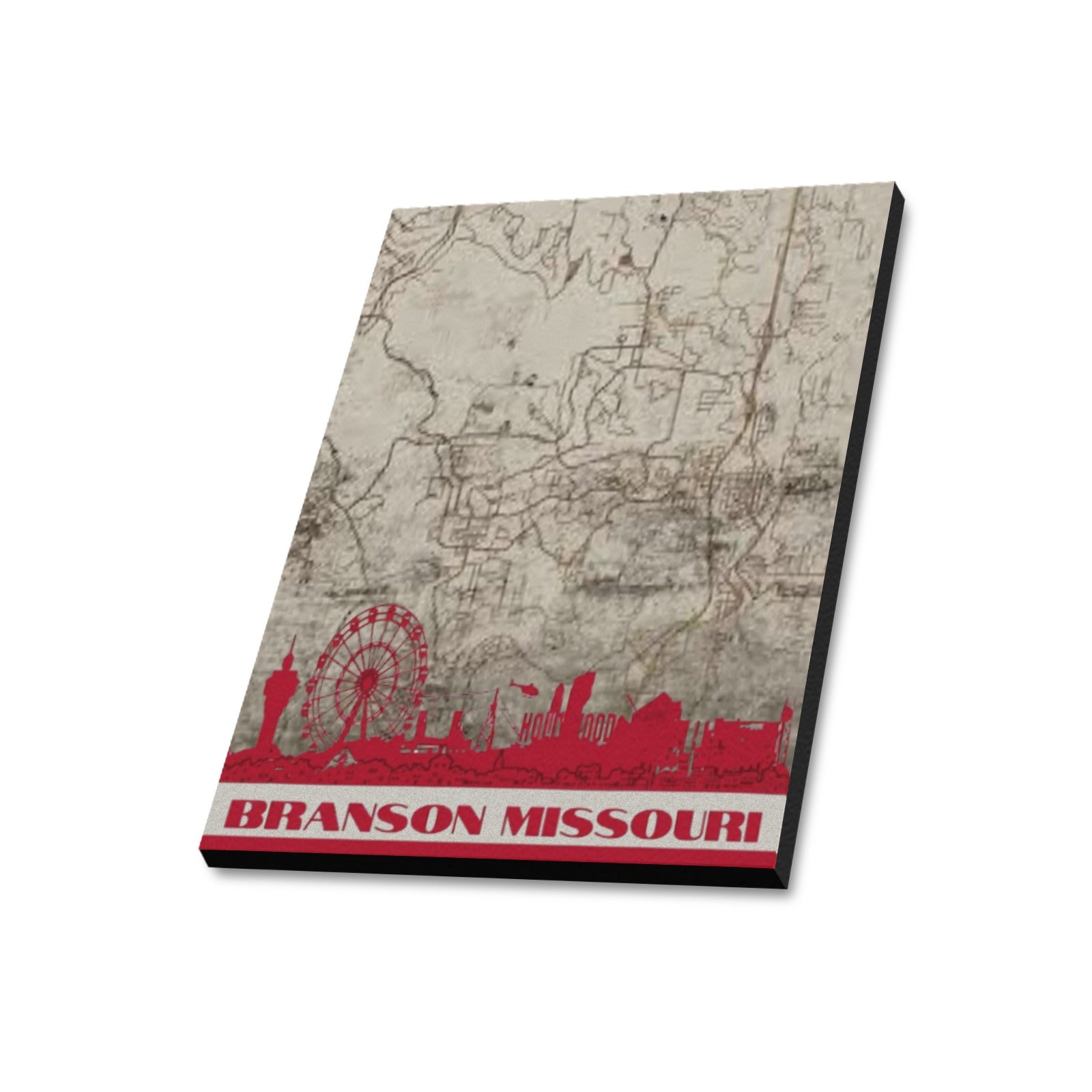 Branson Redline Landmark Map Limited Edition Canvas Print 20"x24" Made in the USA