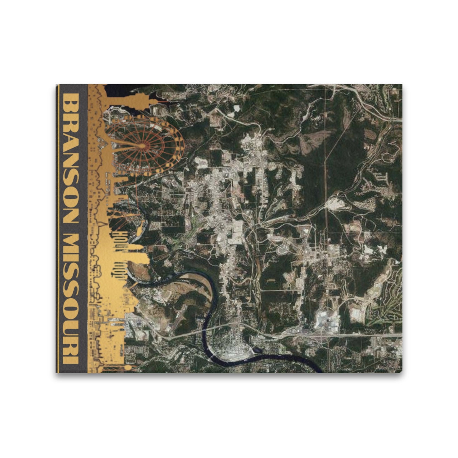 Branson Aerial Goldview Map Limited Edition Canvas Print 20"x24" Made in the USA