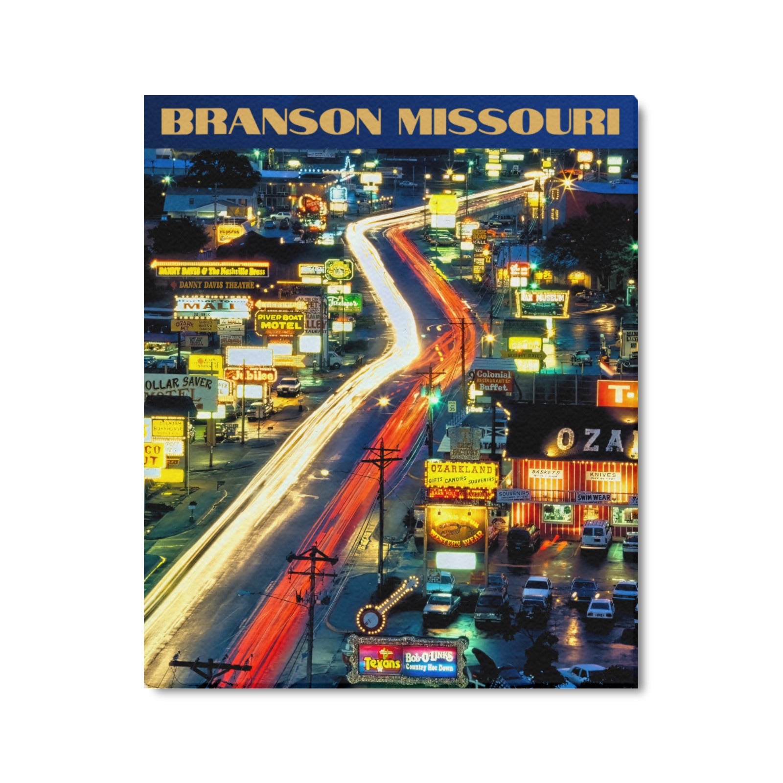 Branson Strip After Dark Limited Edition Canvas Print - 20"x24" Made in the USA