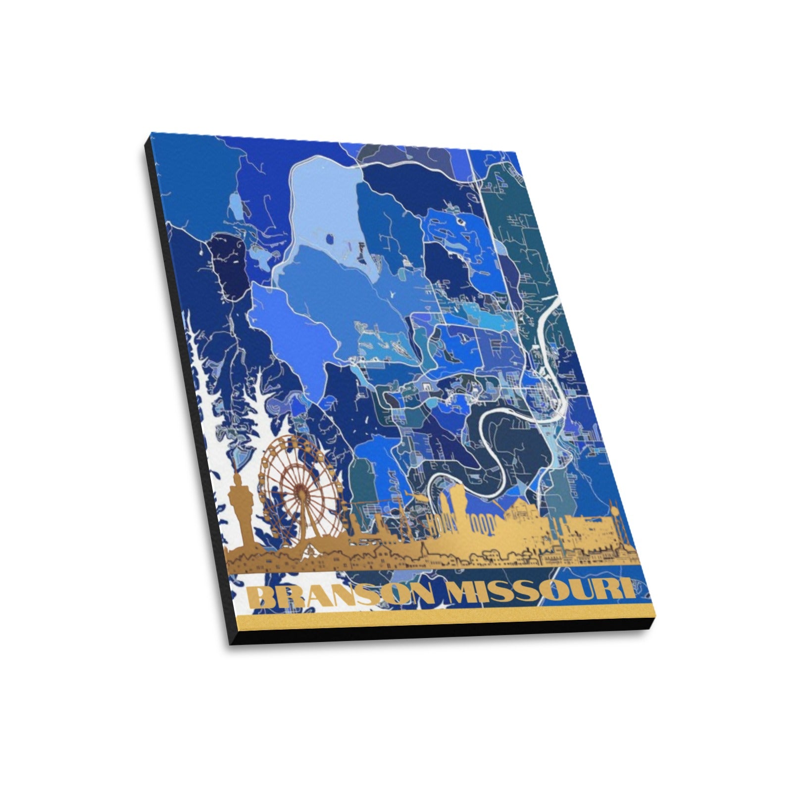 Branson Blueprint Skyline Map Limited Edition Canvas Print - 20"x24" Made in the USA