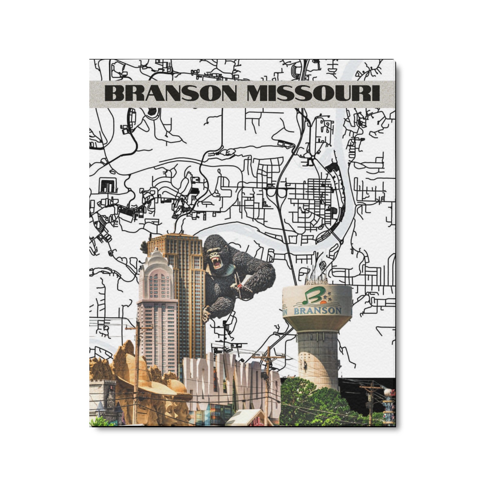 Branson Linework Collage Limited Edition Canvas Print - 20"x24" Made in the USA