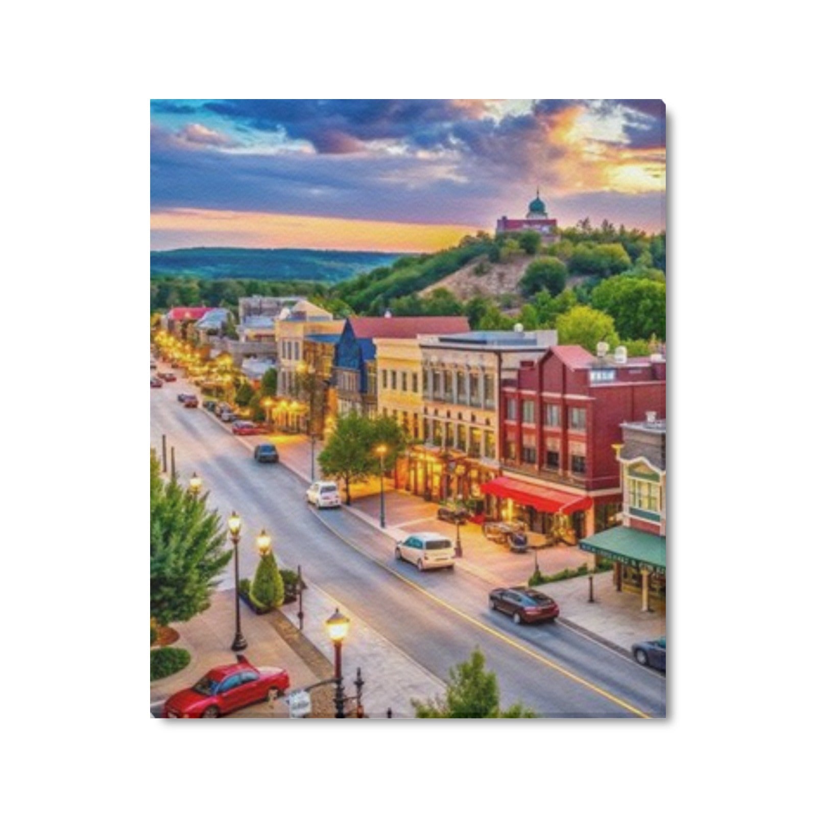 Branson Main Street Sunset Limited Edition Canvas Print - 20"x24" Made in the USA