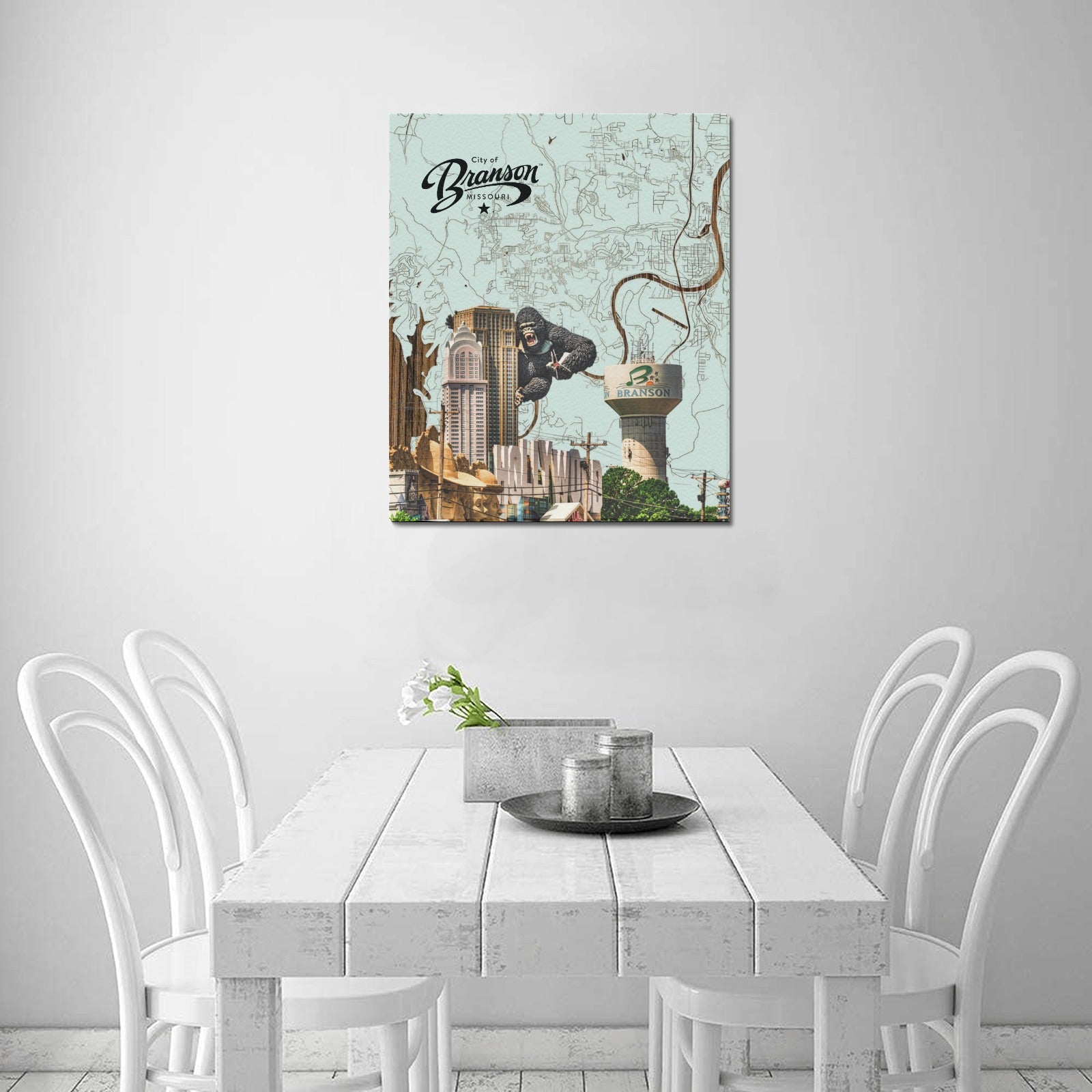 Branson Classic Map Collage Canvas Limited Edition Print - 20"x24" Made in the USA