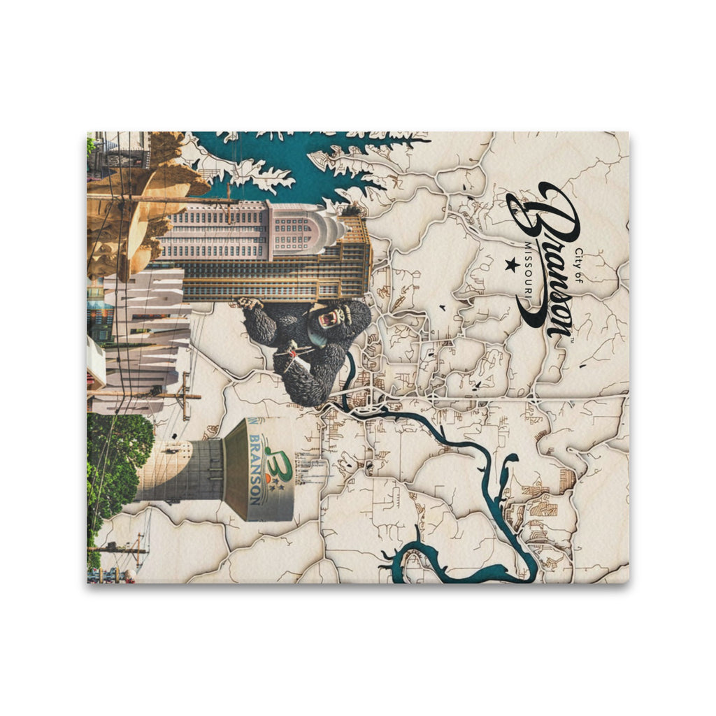 Branson Pastel Map Collage Limited Edition Canvas Print - 20"x24" Made in the USA