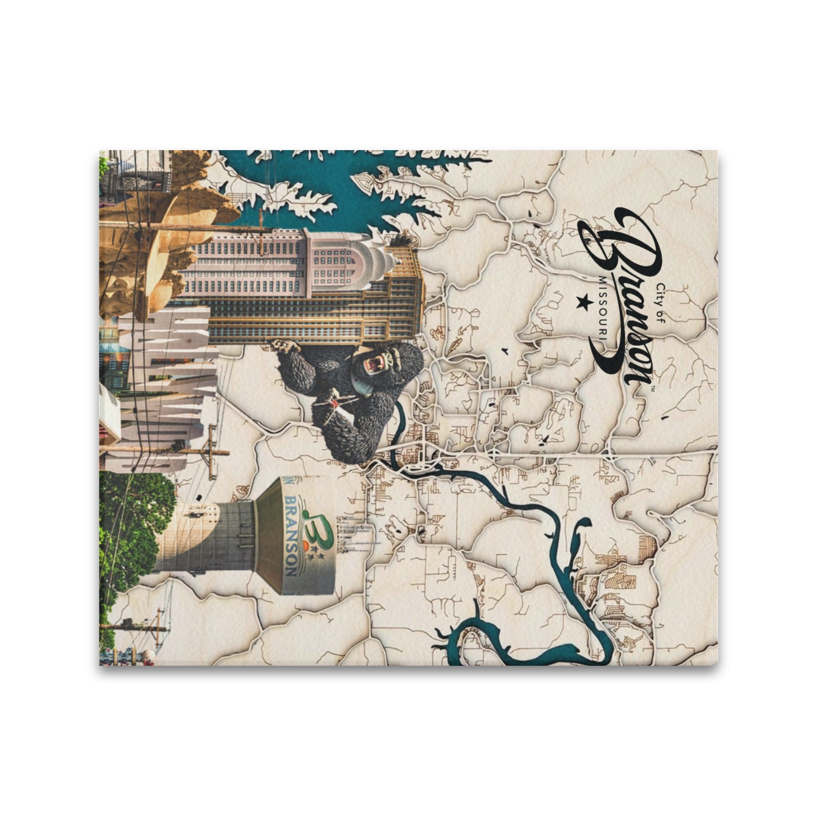 Branson Pastel Map Collage Limited Edition Canvas Print - 20"x24" Made in the USA