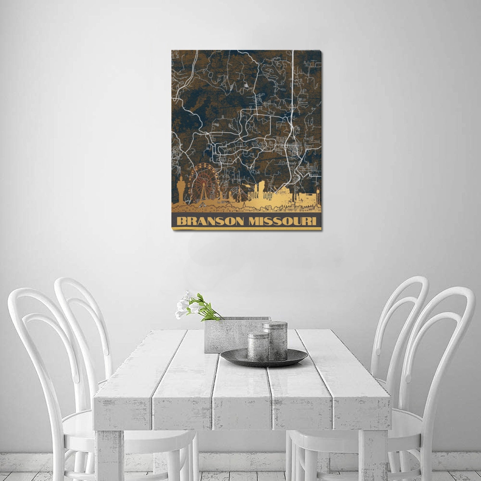 Branson Midnight Gold Map Limited Edition Canvas Print - 20"x24" Made in the USA