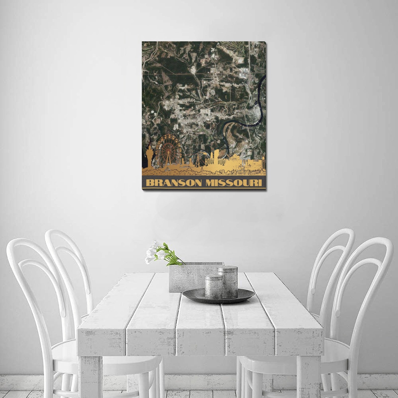 Branson Aerial Goldview Map Limited Edition Canvas Print 20"x24" Made in the USA