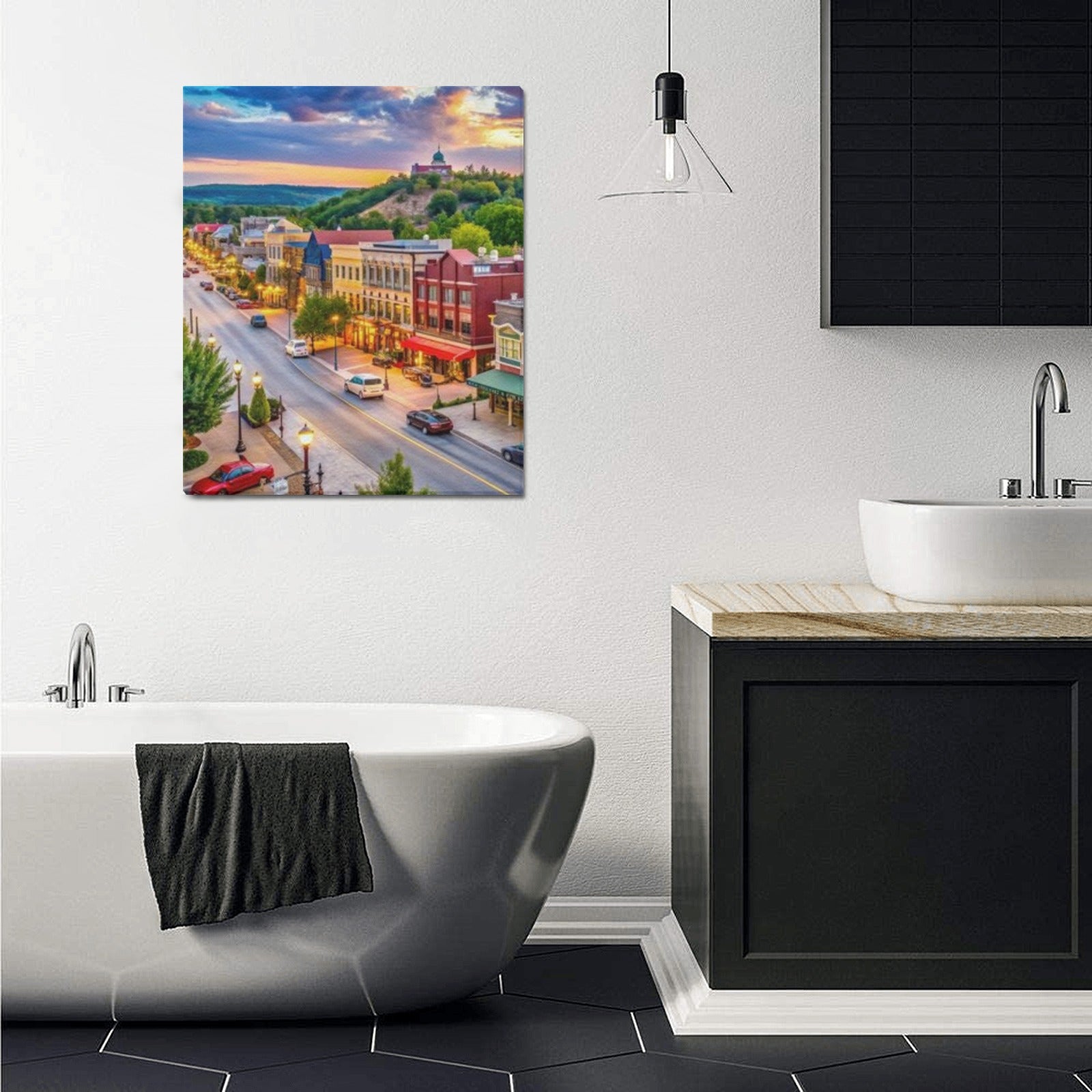 Branson Main Street Sunset Limited Edition Canvas Print - 20"x24" Made in the USA