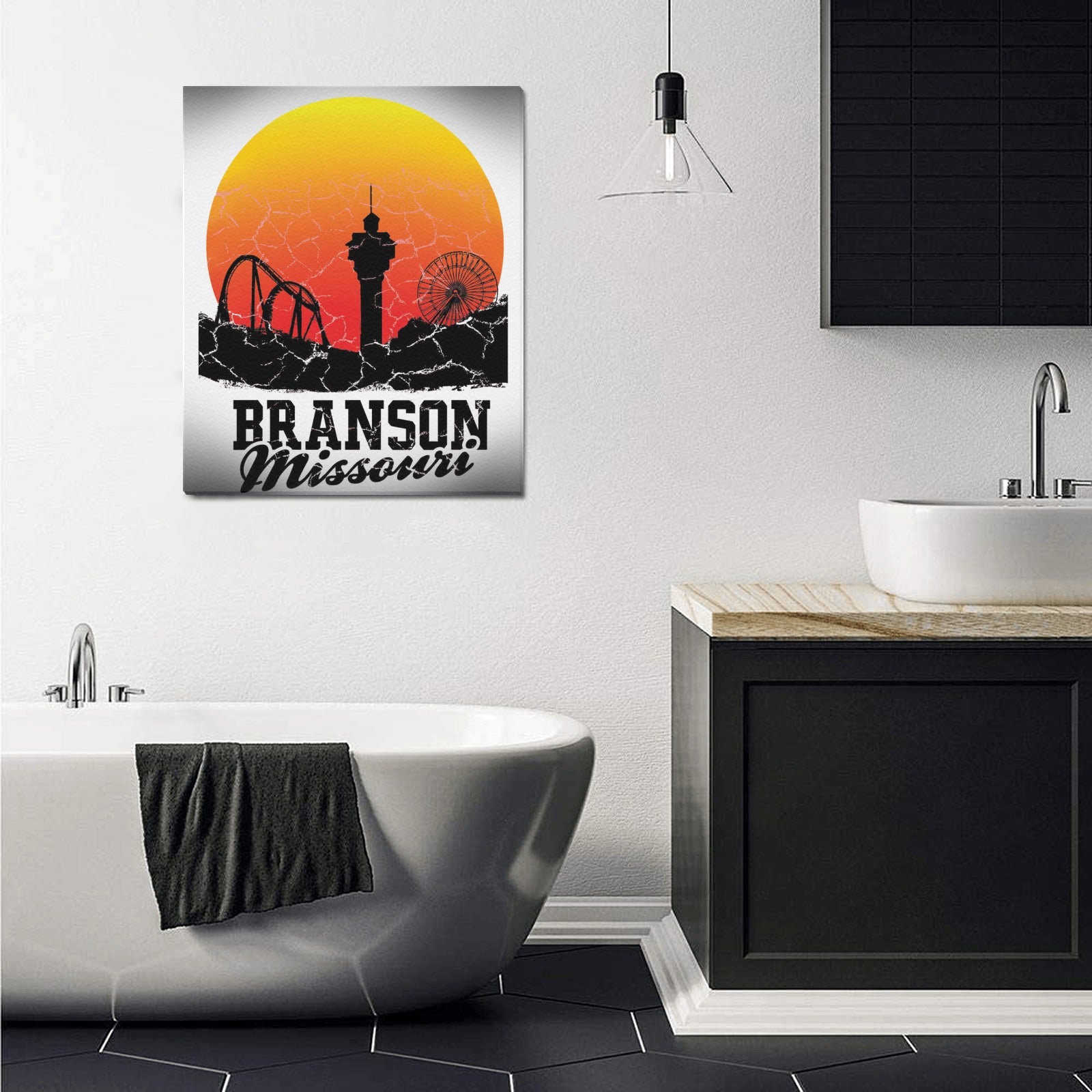 Branson Sundown Silhouette Limited Edition - Canvas Print 20"x24" Made in the USA