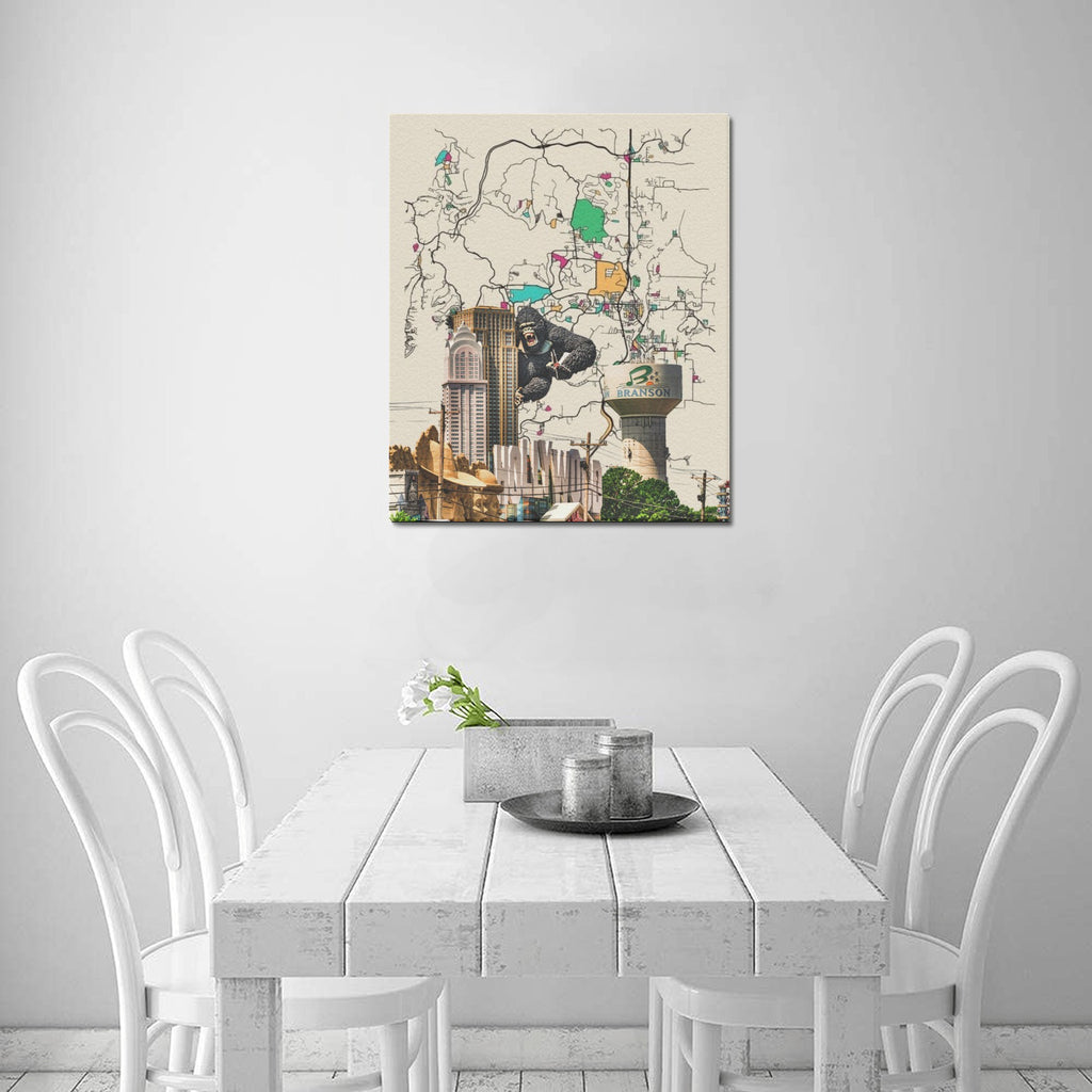 Branson Warm Map Collage Limited Edition Canvas Print - 20"x24" Made in the USA