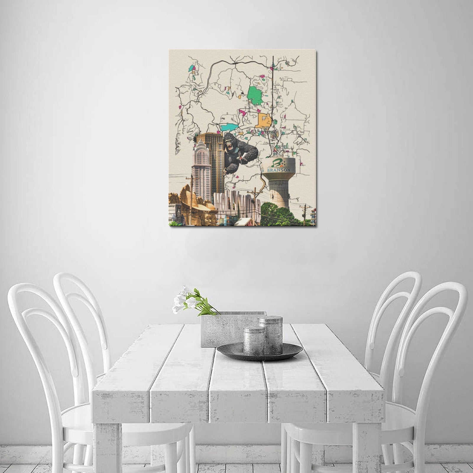 Branson Warm Map Collage Limited Edition Canvas Print - 20"x24" Made in the USA