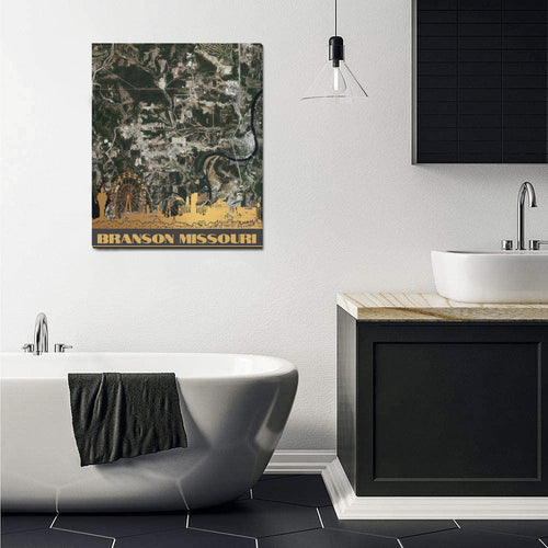 Branson Aerial Goldview Map Limited Edition Canvas Print 20"x24" Made in the USA