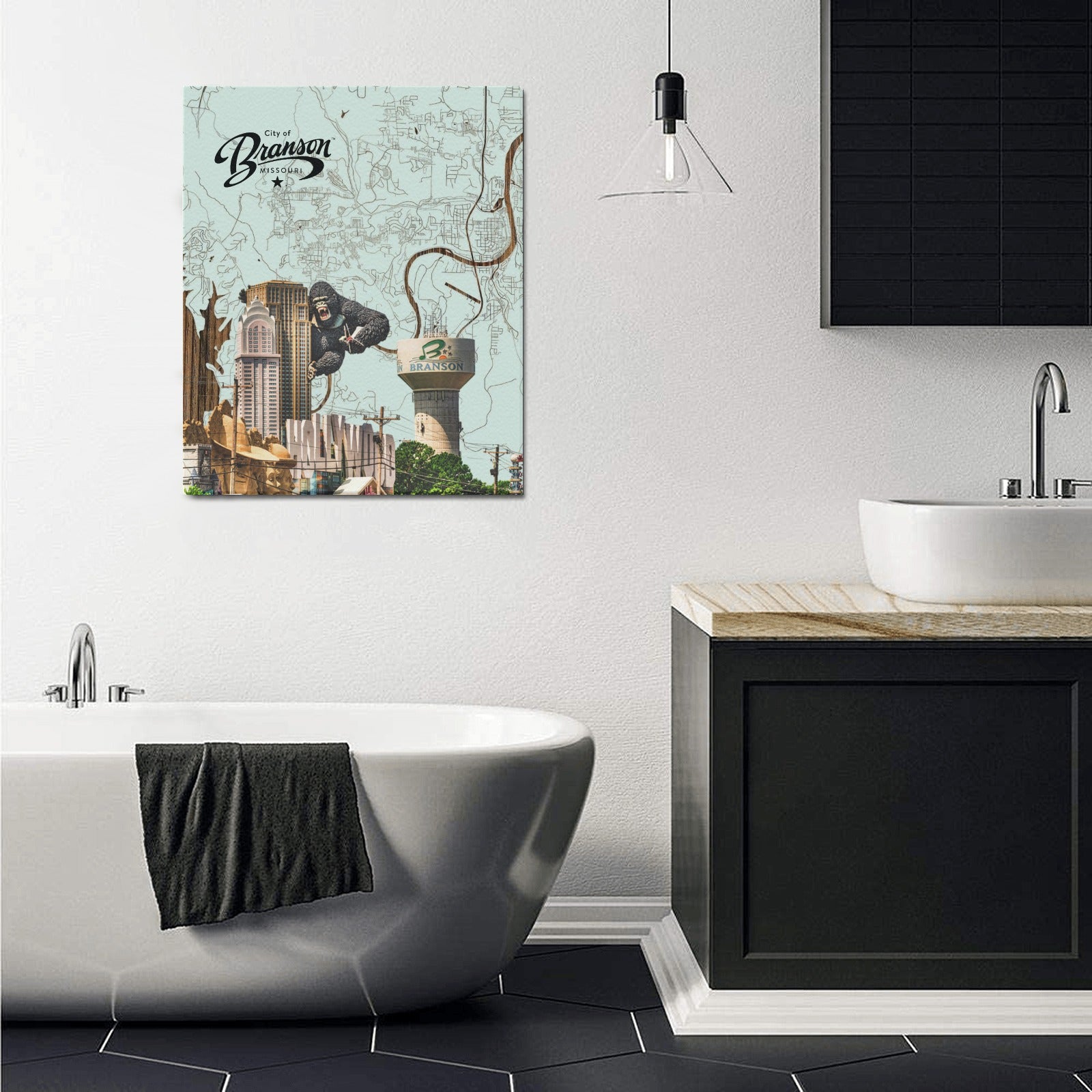Branson Classic Map Collage Canvas Limited Edition Print - 20"x24" Made in the USA