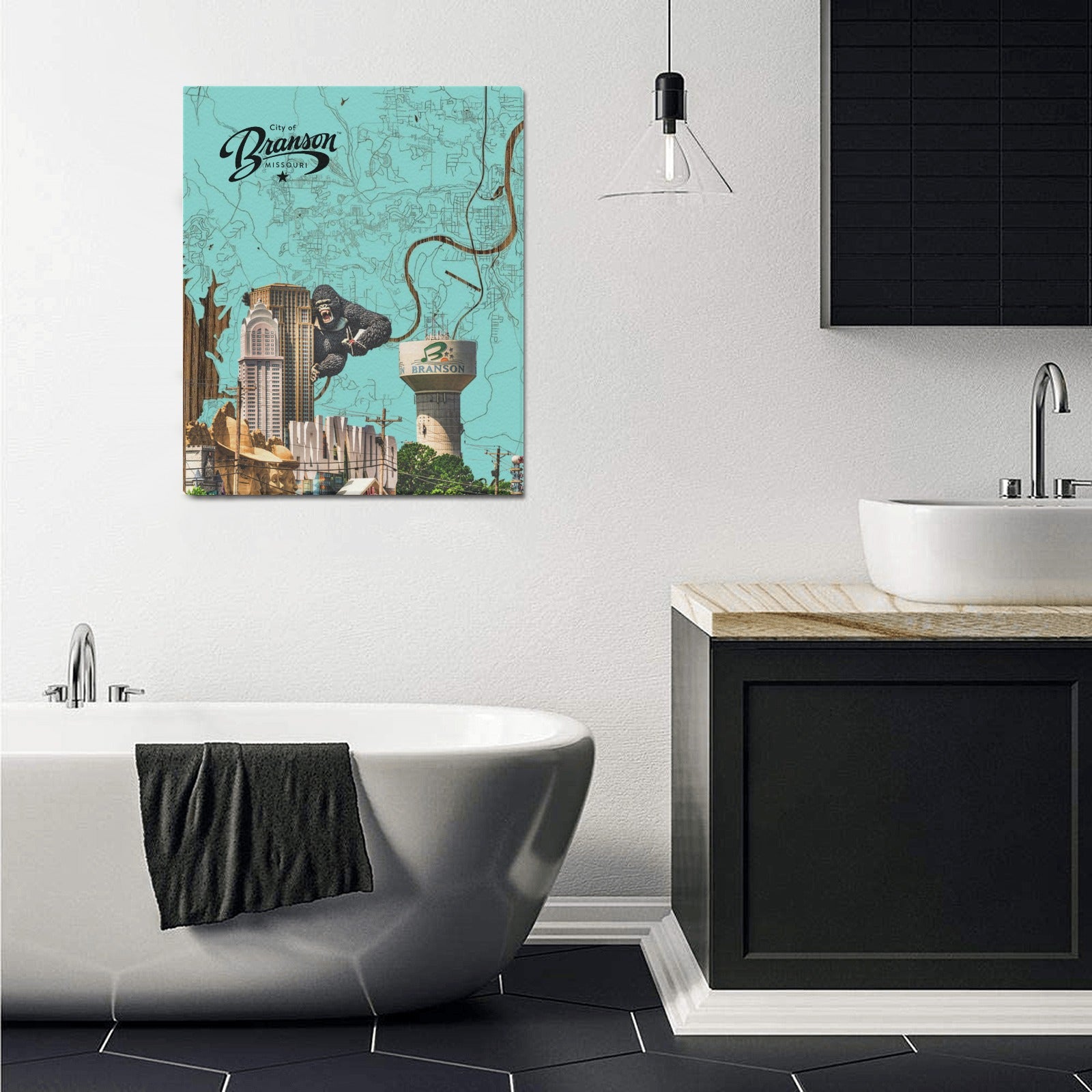 Branson Music Map Collage Limited Edition Canvas Print - 20"x24" Made in the USA