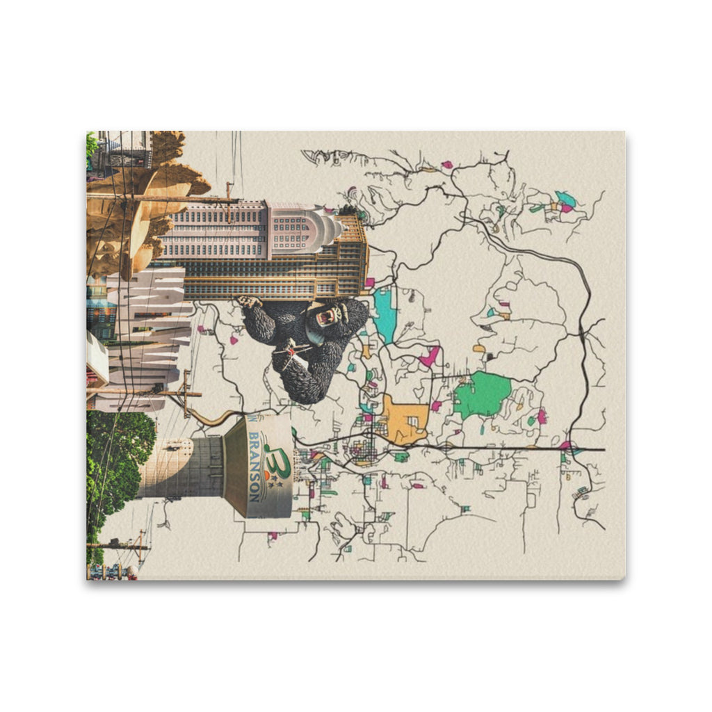 Branson Warm Map Collage Limited Edition Canvas Print - 20"x24" Made in the USA