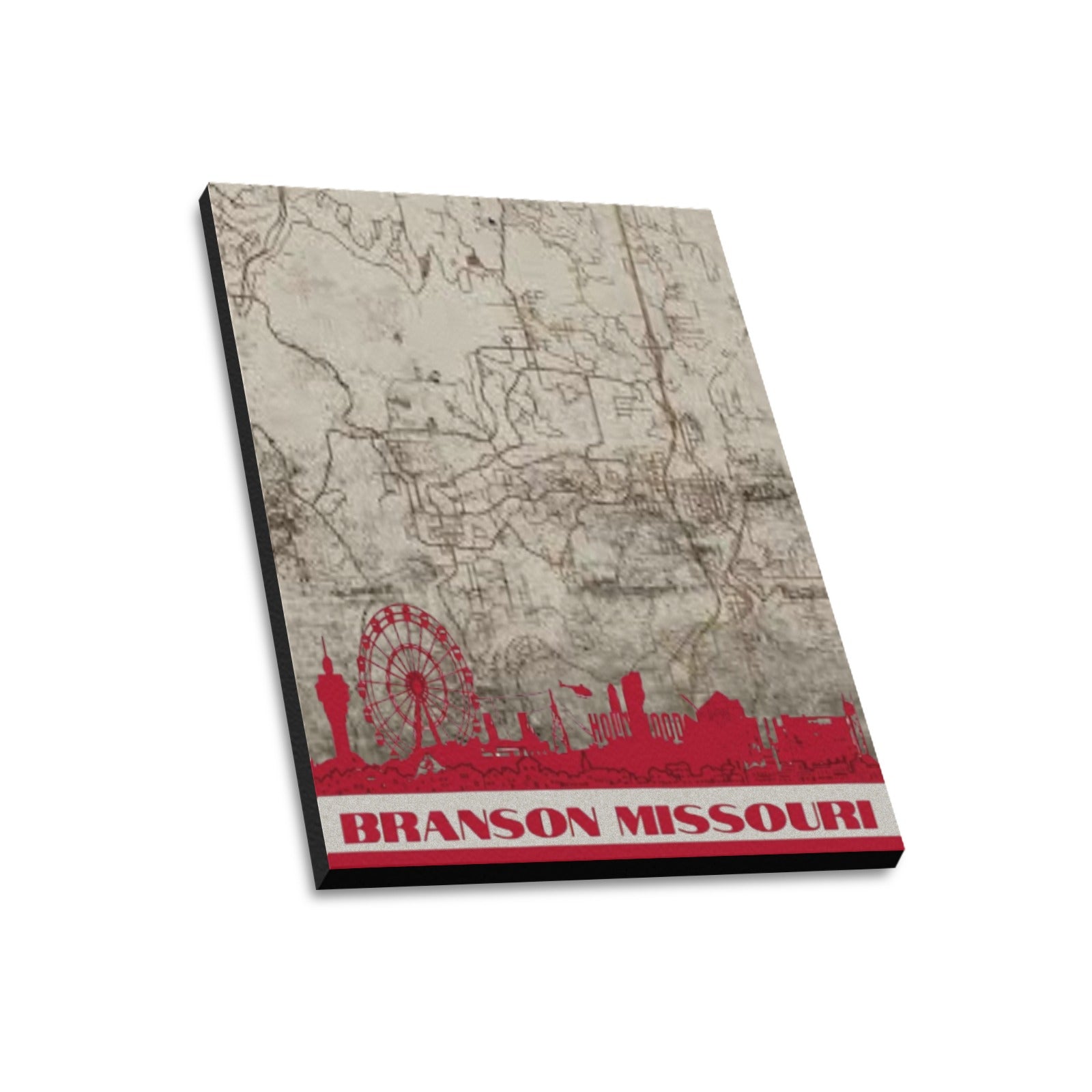Branson Redline Landmark Map Limited Edition Canvas Print 20"x24" Made in the USA