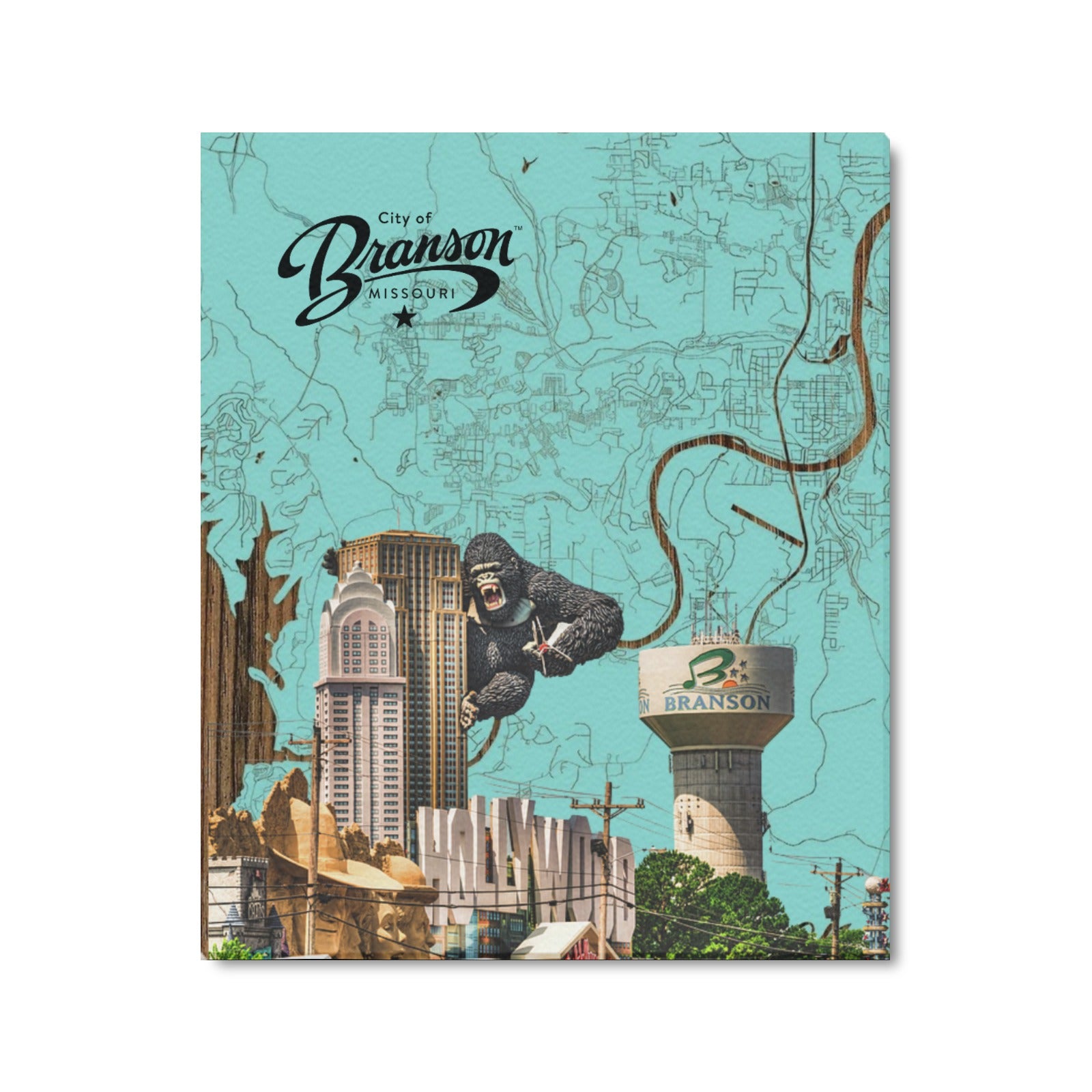 Branson Music Map Collage Limited Edition Canvas Print - 20"x24" Made in the USA