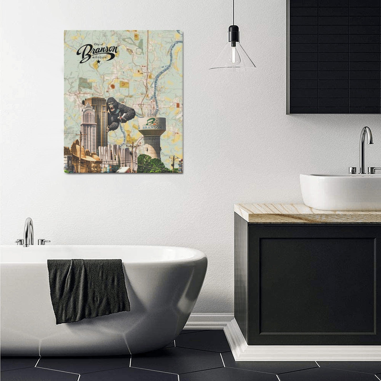 Branson Heritage Map Collage Limited Edition Canvas Print - 20"x24" Made in the USA