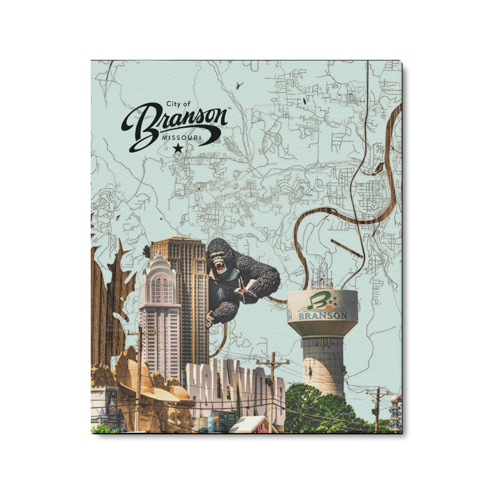 Branson Classic Map Collage Canvas Limited Edition Print - 20"x24" Made in the USA