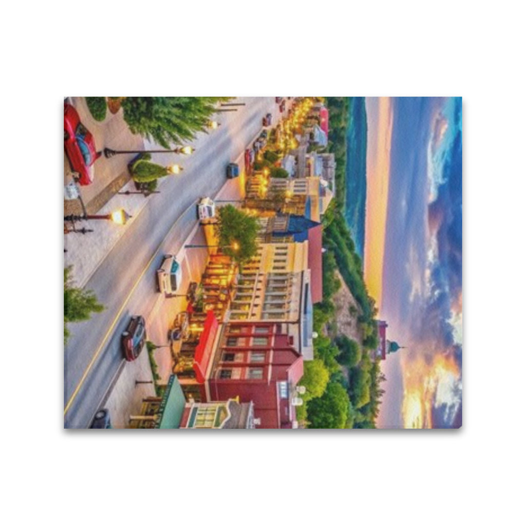 Branson Main Street Sunset Limited Edition Canvas Print - 20"x24" Made in the USA