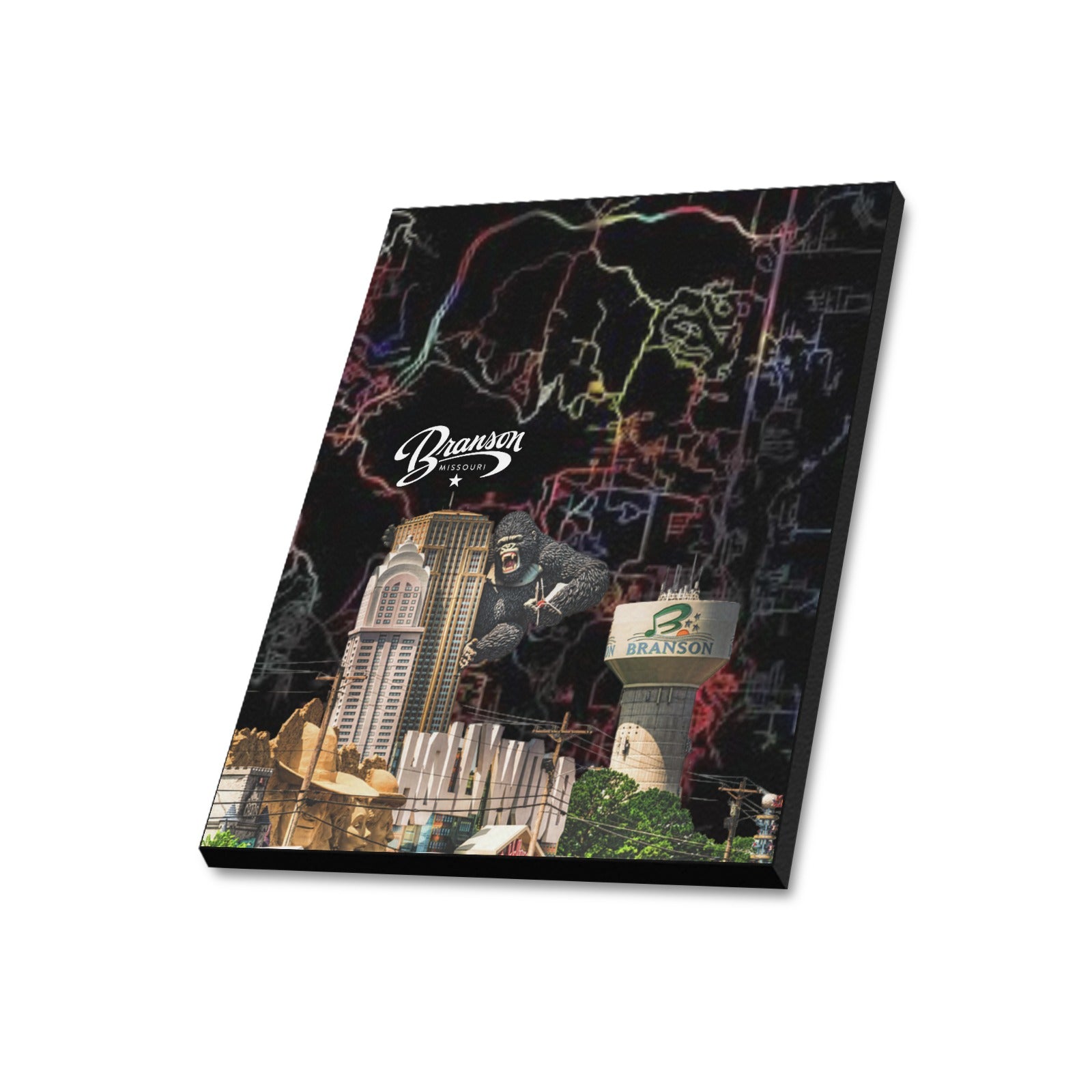 Branson Neon Map Collage Limited Edition Canvas Print - 20"x24" Made in the USA